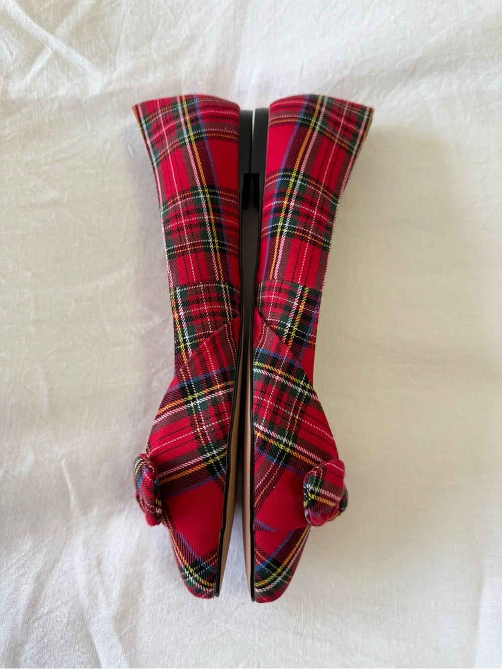 J. Jill | Woman’s 9.5 | Red Simone Tartan Plaid Flats | Bows Preppy Slip On
